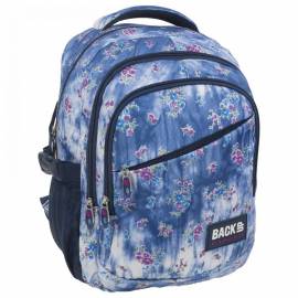BackUp virágos iskolatáska hátizsák kék - lila