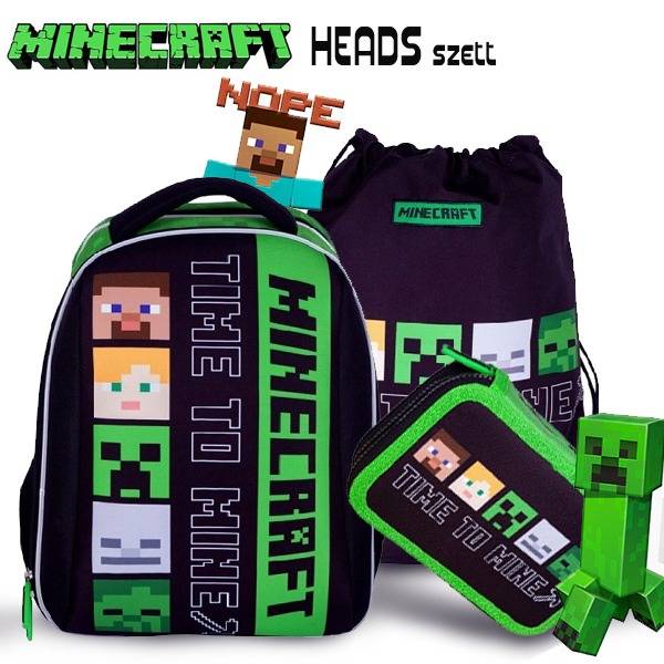 Minecraft iskolatáska, merevfalú SZETT – Heads