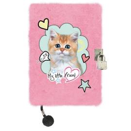 My Little Friend cicás szőrmés napló lakattal A5 - Pink  Cat