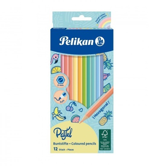 Pelikán 12 db-os színes ceruza készlet - pasztell