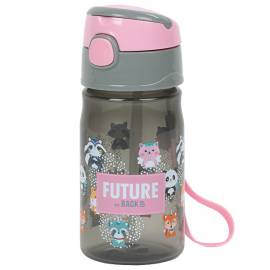Szívószálas műanyag kulacs 330 ml - Animals