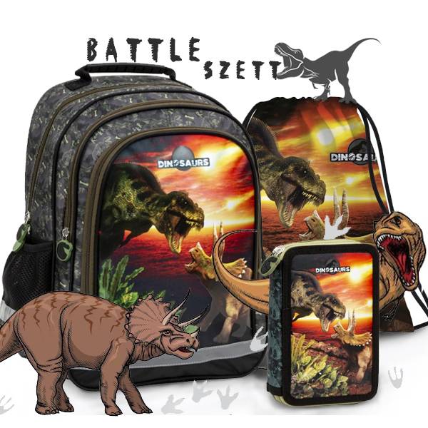 Dinoszauruszos iskolatáska hátizsák SZETT - Battle