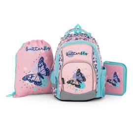 OXYBAG pillangós iskolatáska hátizsák szett - Butterfly Pasztell