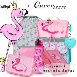 BAAGL flamingós iskolatáska szett - Queen Flamingo