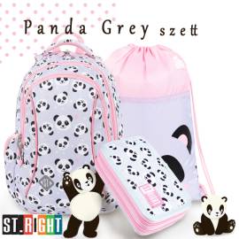 St. Right Pandás iskolatáska, hátizsák SZETT - Panda Grey