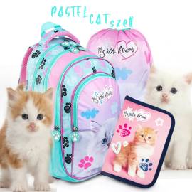 My Little Friend cicás iskolatáska, hátizsák SZETT – Pastel cat