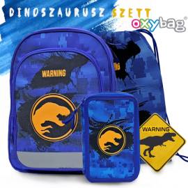 Oxybag EASY dinoszauruszos iskolatáska hátizsák SZETT - Warning