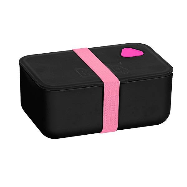 Paso uzsonnás doboz fekete - pink gumipántos