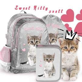 Paso Cicás ergonomikus iskolatáska, hátizsák SZETT - Sweet Kitty