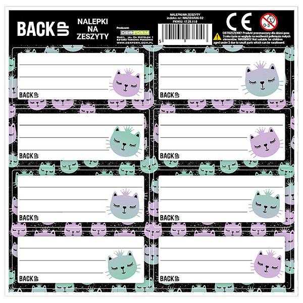 BackUp cicás füzetcímke 8 db-os többféle - Rainbow Cats