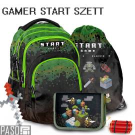 Paso gamer iskolatáska, hátizsák SZETT - START