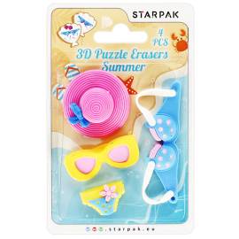 Starpak puzzle radír 4 db-os - Summer