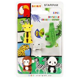Starpak puzzle radír 5 db-os - Safari