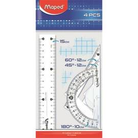 MAPED 15 cm-es vonalzó szett 4 db-os átlátszó