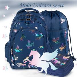 St. Right iskolatáska, hátizsák 40 cm SZETT - Holo Unicorn