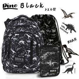 BackUp ergonomikus dinoszauruszos iskolatáska hátizsák SZETT – Black Prémium